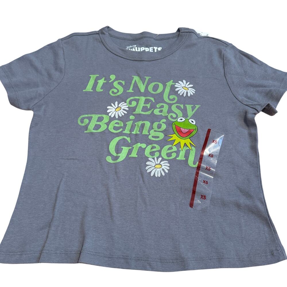 The Muppets Women's Kermit the Frog Cropped Graphic T-Shirt - Size XS - NWT